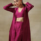 trueBrowns Purple Textured Silk Overlay Jacket Blouse Pant Set | Relove | Swadesiicart