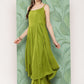 InWeave Women's Olive Strappy Set W White Pink Or Duptta - Swadesiicart