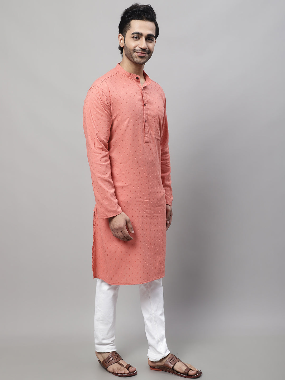 Even Apparels Maroon Pure Cotton Kurta With Band Collar | Swadesiicart