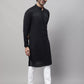 Even Apparels Black Pure Cotton Kurta With Band Collar | Swadesiicart