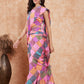 InWeave Women's Pink Square Multi Badhani Palazzo Saree - Swadesiicart