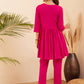 InWeave Women's Fuchsia Round Neck Square Gota Work Kurta Pant Set - Swadesiicart