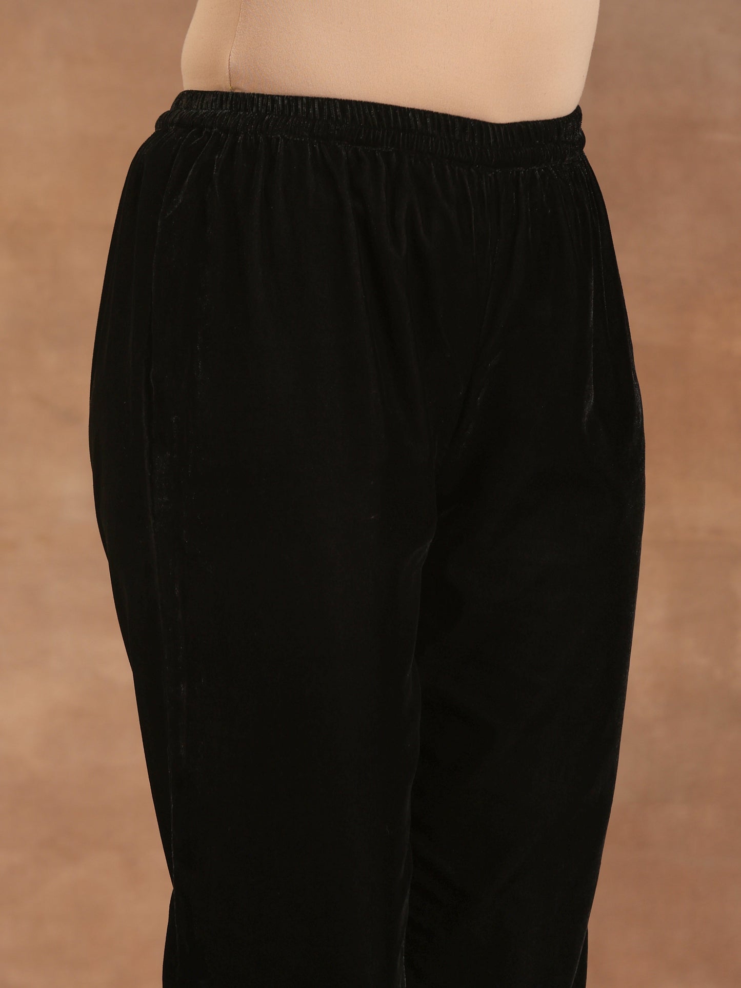 trueBrowns Black Velvet Pant | Swadesiicart