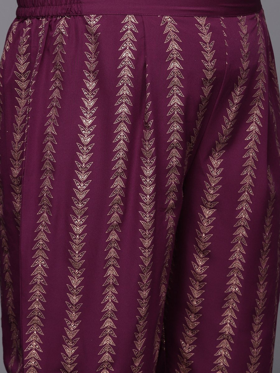 Ahalyaa Plus Size Floral Printed Kaftan Kurta with Trousers | Swadesiicart