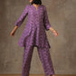 trueBrowns Purple White Lehariya Printed Silk Co-Ord Set - Swadesiicart