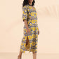 trueBrowns Yellow Cotton Ikat Slit Dress | Swadesiicart