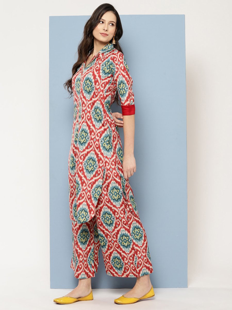 Ahalyaa Women Ethnic Motifs Printed Regular Gotta Patti Kurta with Palazzos | Swadesiicart