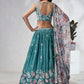 House of Panchhi Turquoise Blue Georgette Sequins And Thread Embroidery Lehenga Choli & Dupatta | Swadesiicart
