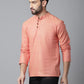 Even Apparels Orange Pure Cotton Kurta With Band Collar | Swadesiicart