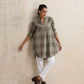 trueBrowns Green Check Pleated Winter Top | Swadesiicart