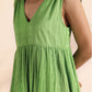 trueBrowns Green Cotton Dobby Yoke Dress | Swadesiicart