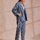 trueBrowns Grey On Grey Ikat Print Cotton Pant Suit Set | Swadesiicart