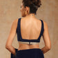 trueBrowns Midnight Blue Velvet Sleeveless Blouse | Swadesiicart