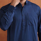 trueBrowns Men's Blue Cotton Short Kurta | Swadesiicart