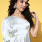 InWeave One Shoulder Satin Top In Silver Colour - Swadesiicart