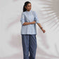 trueBrowns Blue Cotton Check Shirt Top Co-ord Set - Swadesiicart