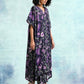 trueBrowns Black Printed Velvet Kaftan Kurta | Swadesiicart