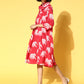 InWeave Red Elephant Flared Dress - Swadesiicart