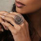 trueBrowns Silver Tone Floral Circular Ring | Swadesiicart
