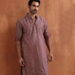 trueBrowns Men's Purple Cotton Dobby Kurta | Swadesiicart