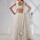 House of Panchhi Cream Net Cutdana, Sequins And Zarkan Embroidery Lehenga Choli & Dupatta | Swadesiicart