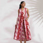 trueBrowns Pink Cotton Abstract Print Dress | Swadesiicart
