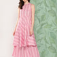 InWeave Women's Pink Kantha Striped Kurta Set - Swadesiicart