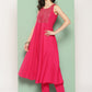 InWeave Women's Fuchsia Mirror Work Strappy Set W Square Bandhani Print Silk Dup - Swadesiicart