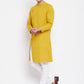 Even Apparels Yellow Pure Cotton Kurta With Band Collar | Swadesiicart