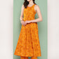 InWeave Women's Muatsrd Bandhej Print Raisa Back Detial Long Coords Set - Swadesiicart