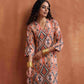trueBrowns Beige Abstract Print Kurta Set | Swadesiicart