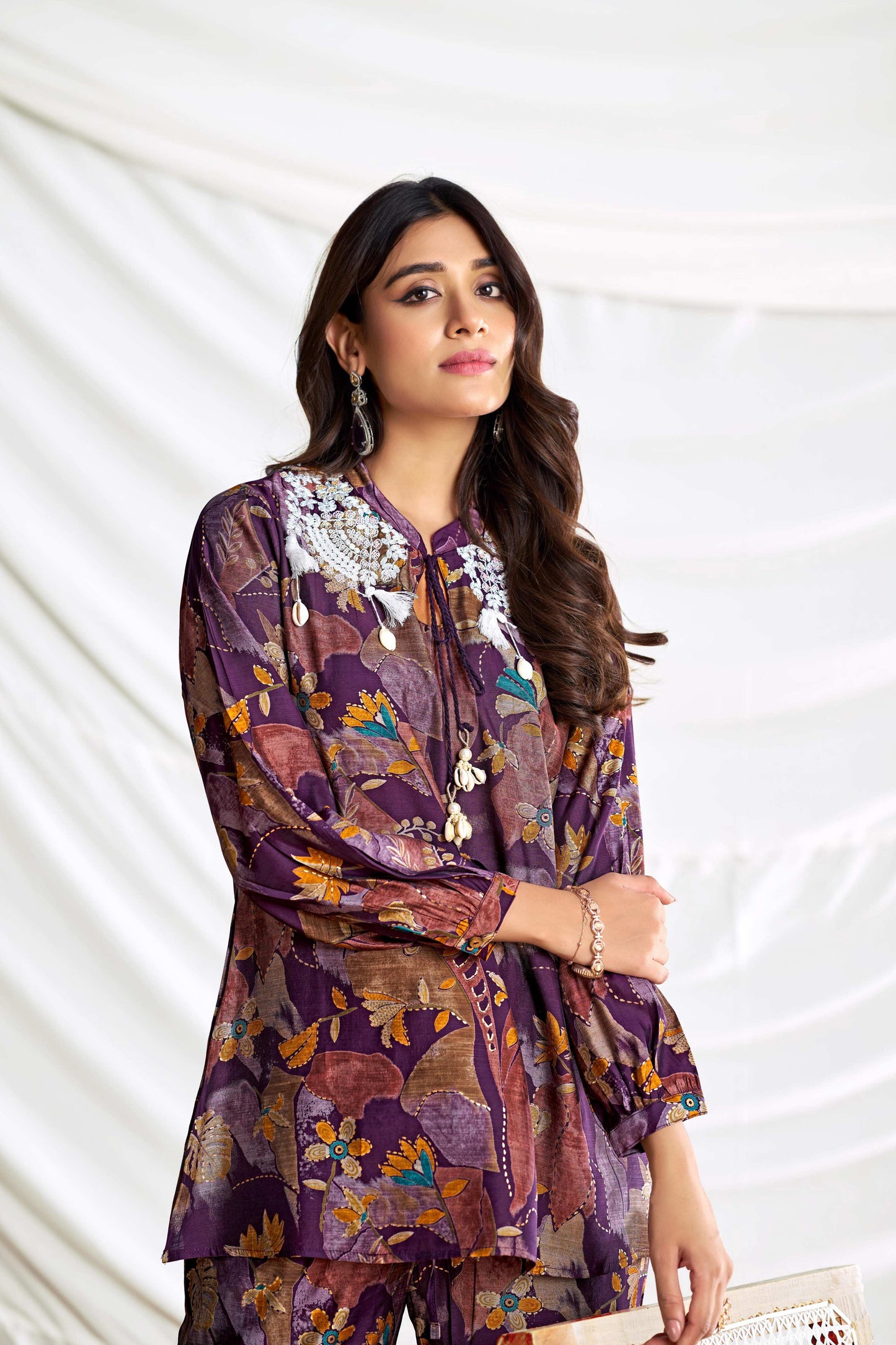 BulBul Nilisha Purple Chanderi Co-Ord Set - Swadesiicart