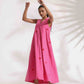 trueBrowns Pink Cotton Embroidered Flared Dress | Swadesiicart