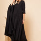 InWeave Women's Black Chikankari Long Anarkali Kurta Sharara Set W Dupatta - Swadesiicart