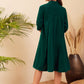 InWeave Women's Teal Velvet Collared Neck Flared Midi Dress - Swadesiicart
