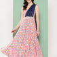 Ahalyaa Abstract Printed Empire Ethnic Dress | Swadesiicart