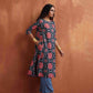 trueBrowns Black Ajrak Print A-line Kurta Set | Swadesiicart