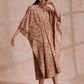 trueBrowns Beige Overall Big Floral Block Print Cotton Kaftan Dress | Swadesiicart