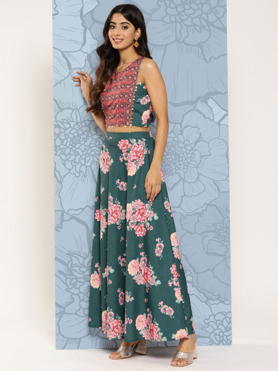 Ahalyaa Printed Sequinned Ready to Wear Lehenga & Blouse With Dupatta | Swadesiicart