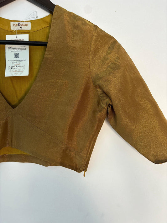 trueBrowns Gold Tissue Blouse | Swadesiicart