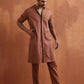 trueBrowns Men's Brown Cotton Front Open Kurta | Swadesiicart