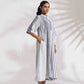 trueBrowns Off-White Cotton Multi Stripe Flared Dress | Swadesiicart