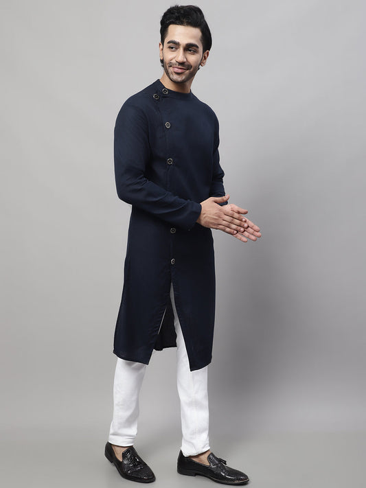 Even Apparels Blue Sherwani Kurta With Asymetrical Cut | Swadesiicart