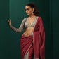 trueBrowns Grey Maroon Silk Ready to Wear Saree | Swadesiicart