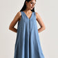 trueBrowns Light Blue Sleeveless Flared Kurta Pant Set | Swadesiicart
