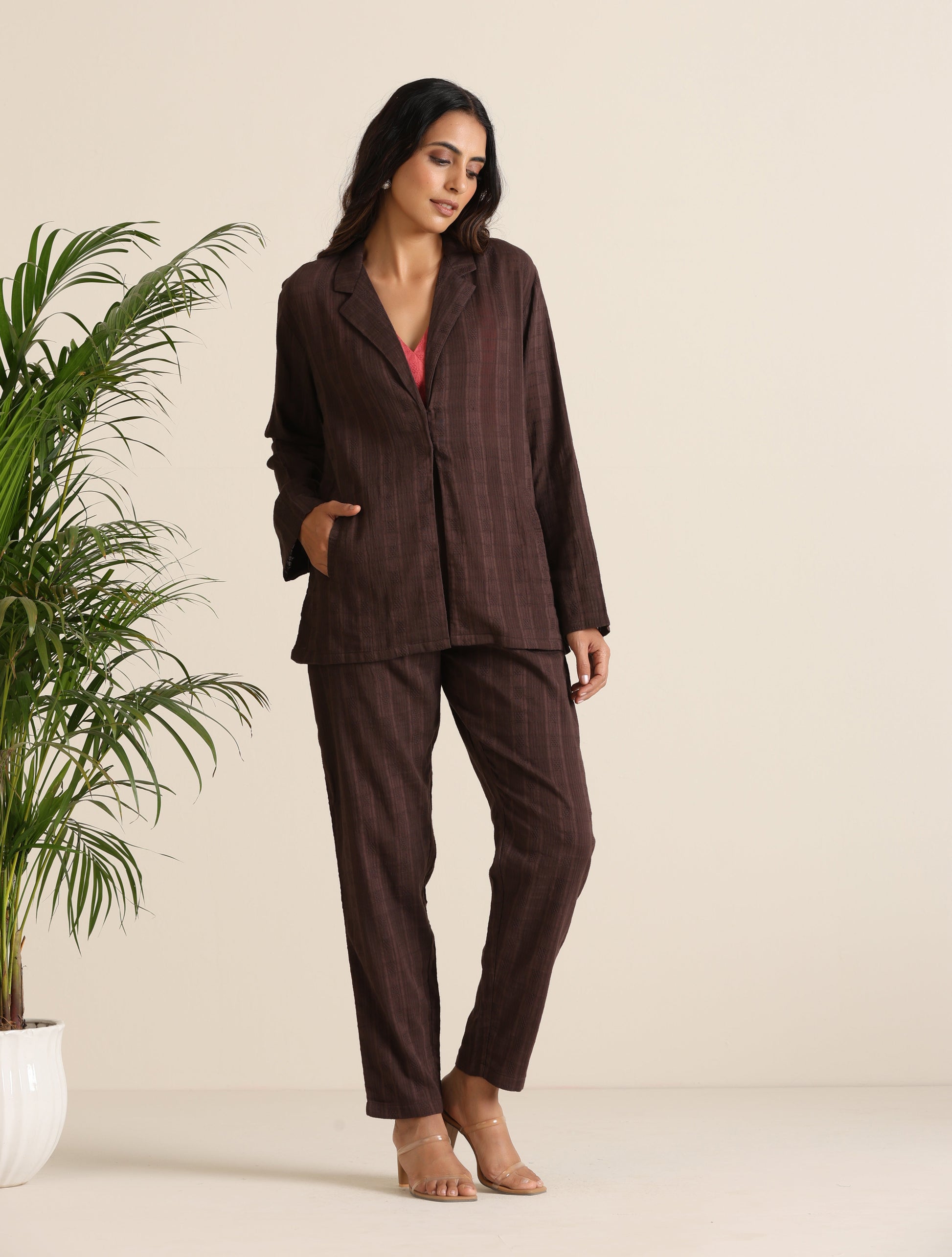 trueBrowns Cola Cotton Dobby Pant Suit Set - Swadesiicart