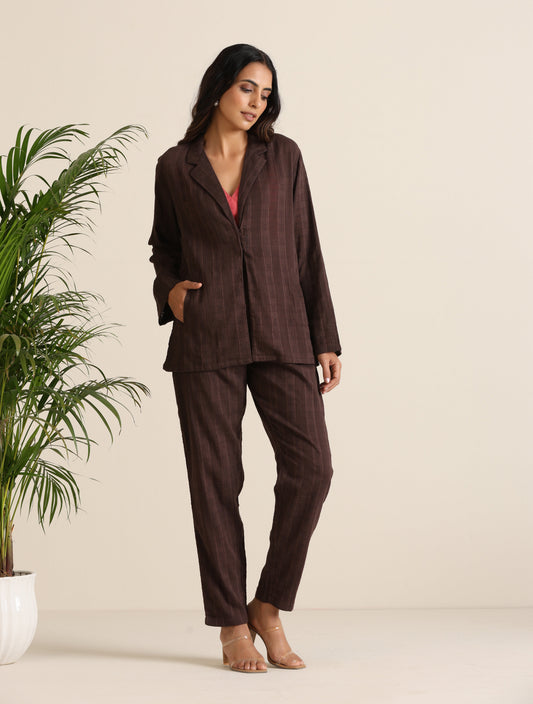 trueBrowns Cola Cotton Dobby Pant Suit Set - Swadesiicart