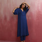 trueBrowns Blue Modal Kimono sleeve Kurta set | Swadesiicart