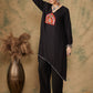 InWeave Women's Black Trangle Maroon Patch Work Assymentrical Kurta Set - Swadesiicart