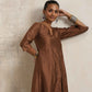 trueBrowns Brown Silk Slit Kurta Set | Swadesiicart